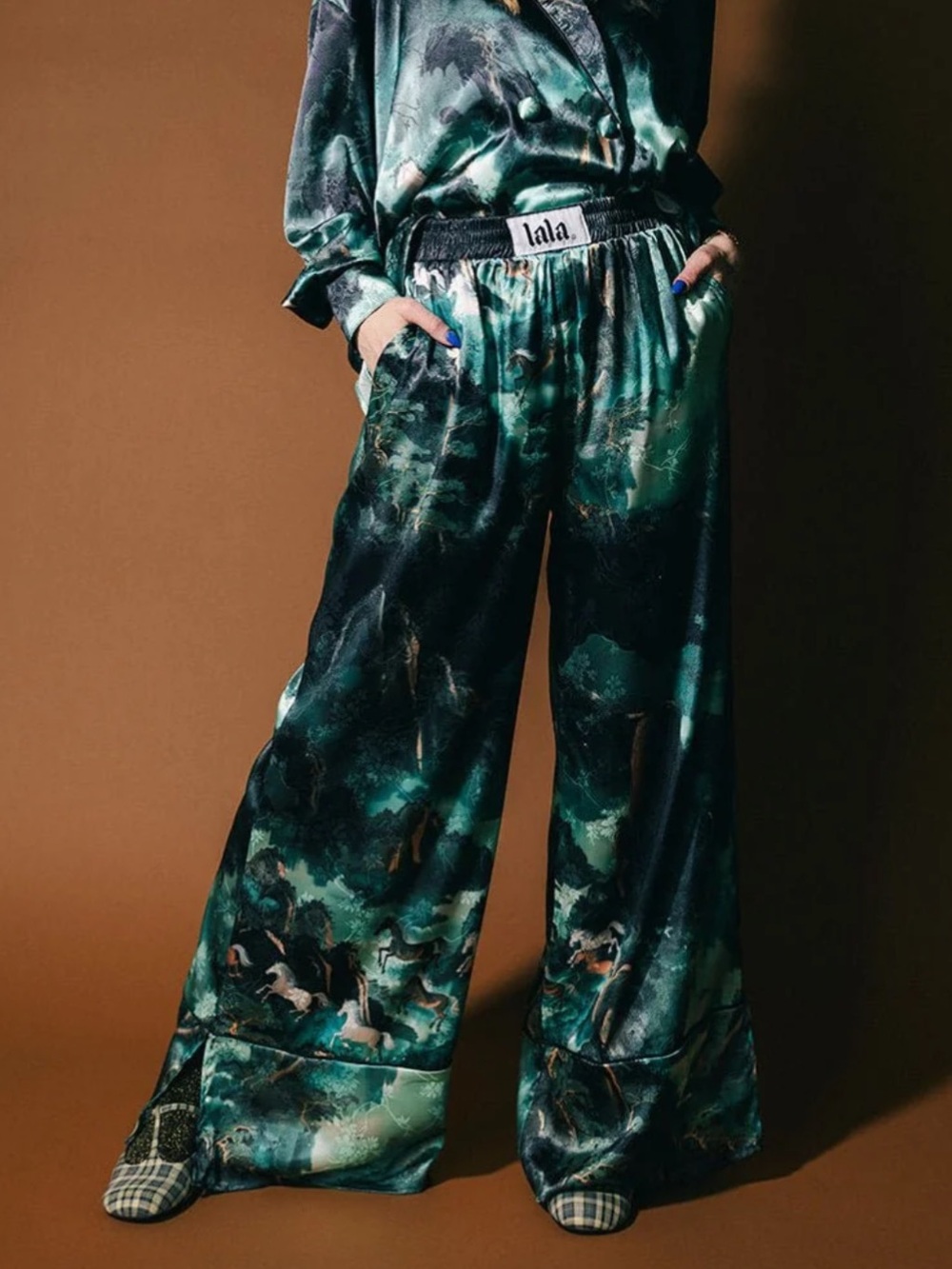 Dressed in lala Mystic Mustang jacquard satin Pants, XS S M L 2X 3X